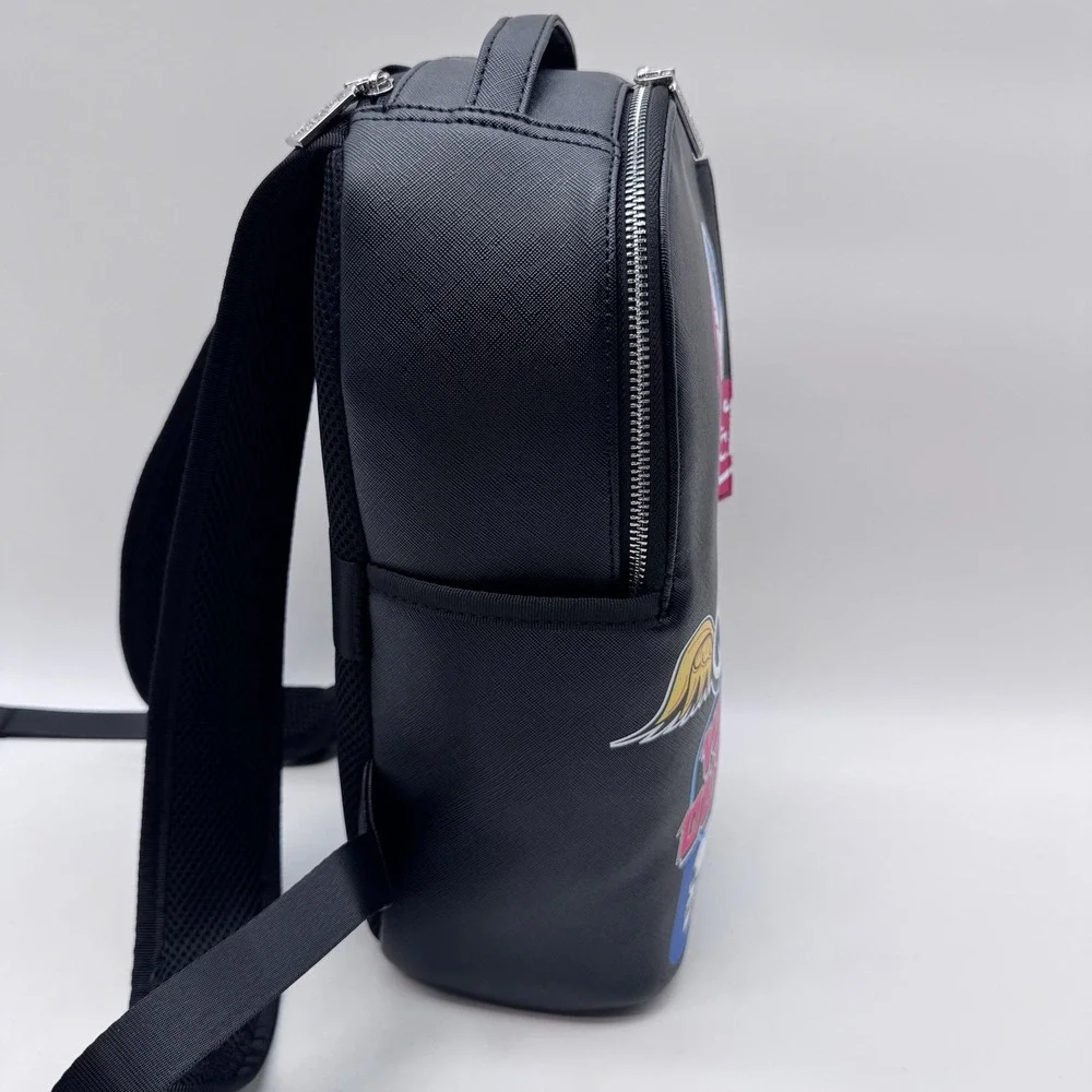 Von Dutch Sticker Logo Backpack Black Faux Leather Y2K VDKBP-028 NWT